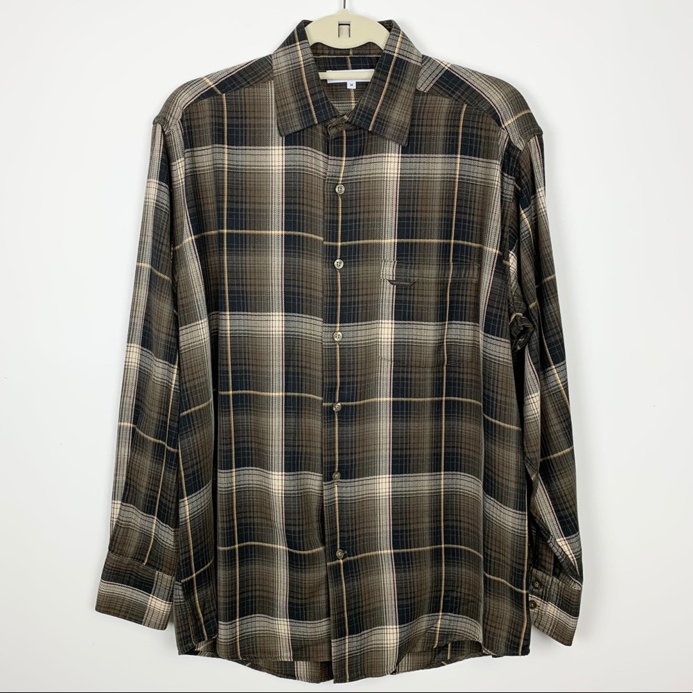 Alex Cannon Brown Plaid Button Up Long Sleeve Shirt